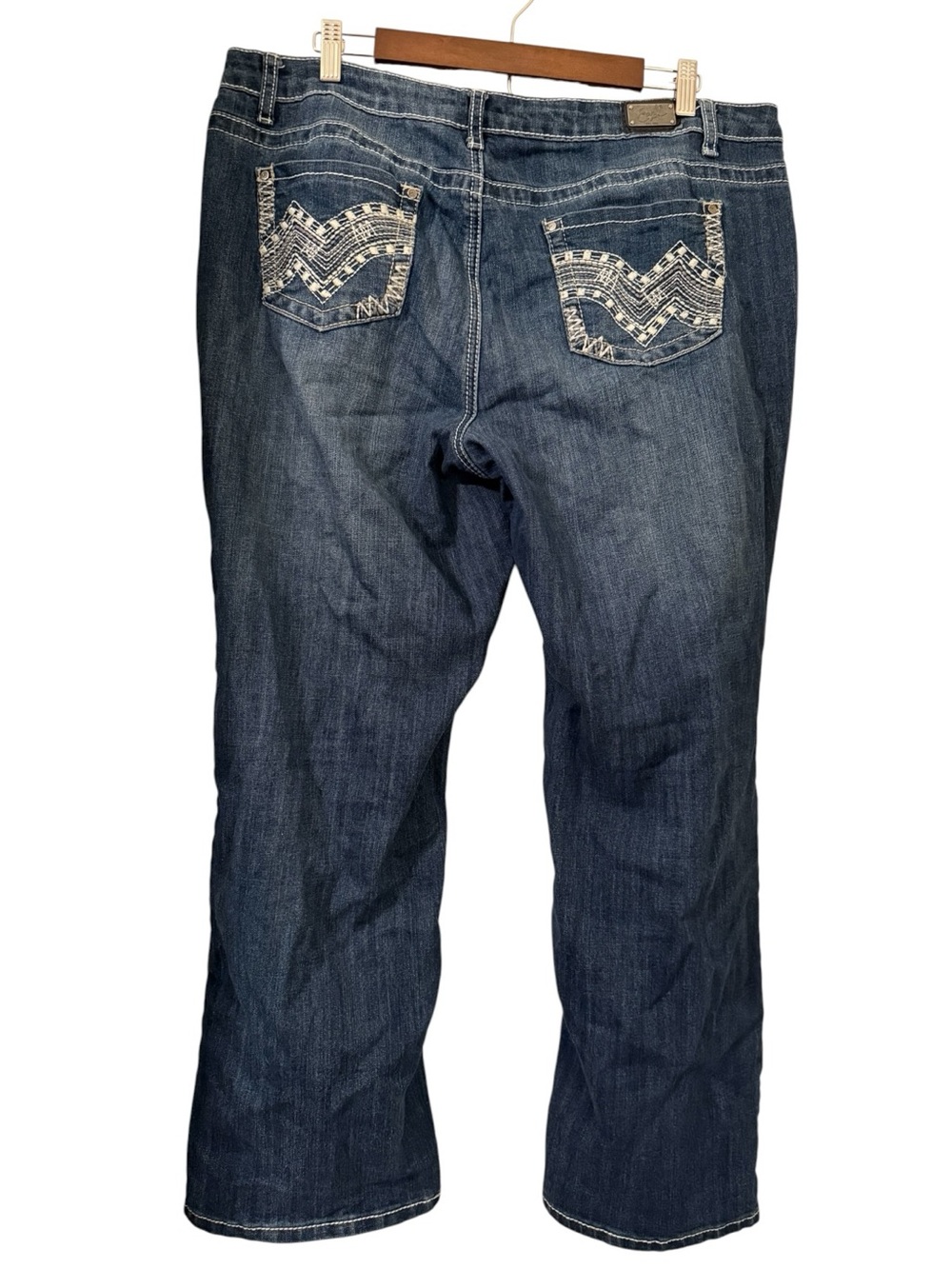 Earl Jean Embroidered Pocket Straight Leg Jeans 16P Stretch Denim Y2K Boho - Picture 3 of 10